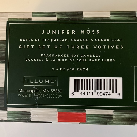 Illume Soy Candles 3 Votives Holiday Gift Set Juniper Moss Christmas - Picture 4 of 5